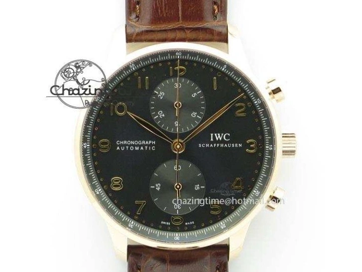 MIROTIME 0414 Portuguese IW371415 ZF 1:1 Best Edition RG Black dial On Brown Leather Strap A Modern 7286